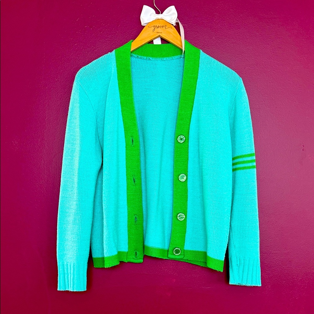 Vibrant Green and Blue Cardigan